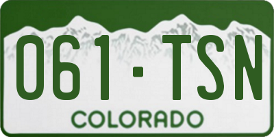 CO license plate 061TSN