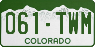 CO license plate 061TWM