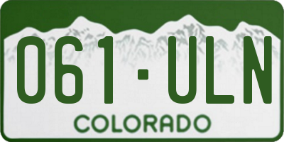 CO license plate 061ULN