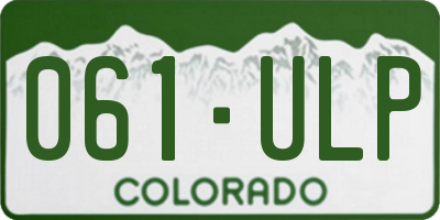 CO license plate 061ULP