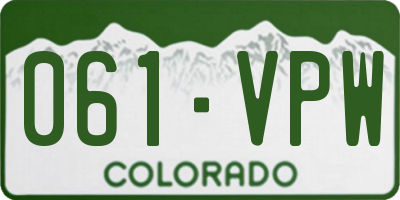 CO license plate 061VPW