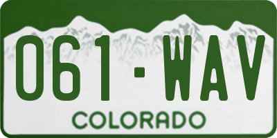CO license plate 061WAV