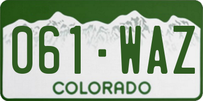 CO license plate 061WAZ