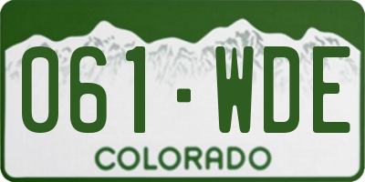 CO license plate 061WDE