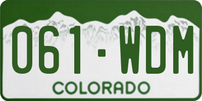 CO license plate 061WDM