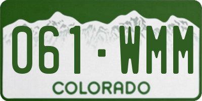 CO license plate 061WMM