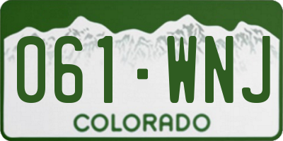 CO license plate 061WNJ