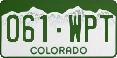 CO license plate 061WPT