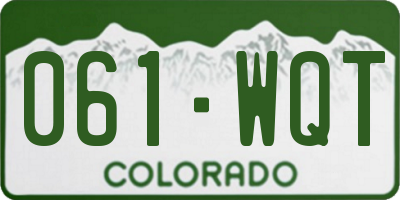 CO license plate 061WQT