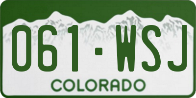 CO license plate 061WSJ