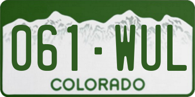 CO license plate 061WUL