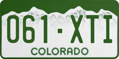 CO license plate 061XTI