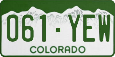 CO license plate 061YEW