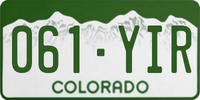 CO license plate 061YIR
