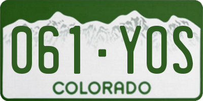 CO license plate 061YOS