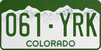 CO license plate 061YRK