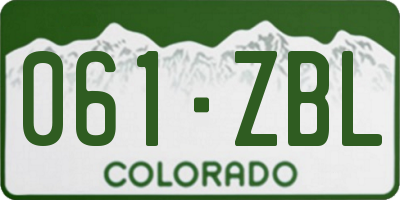 CO license plate 061ZBL