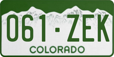 CO license plate 061ZEK