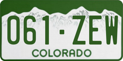 CO license plate 061ZEW