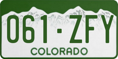 CO license plate 061ZFY