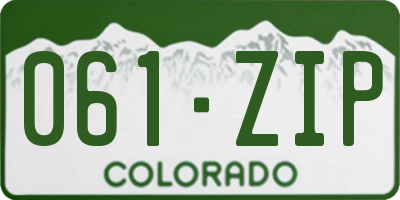 CO license plate 061ZIP