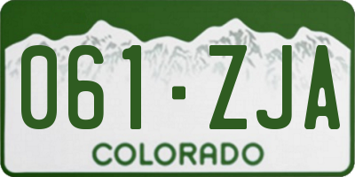 CO license plate 061ZJA