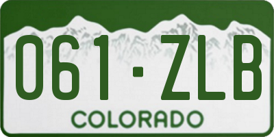 CO license plate 061ZLB