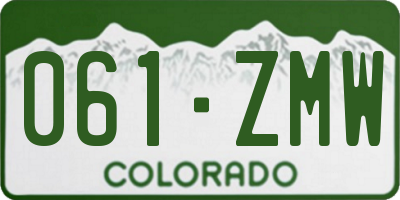 CO license plate 061ZMW