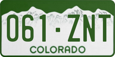 CO license plate 061ZNT