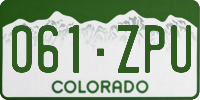 CO license plate 061ZPU