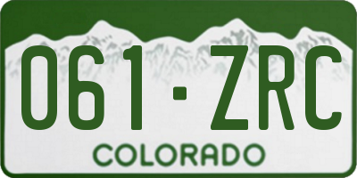 CO license plate 061ZRC