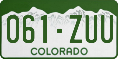 CO license plate 061ZUU