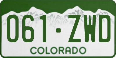 CO license plate 061ZWD