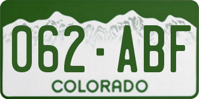 CO license plate 062ABF