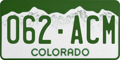 CO license plate 062ACM