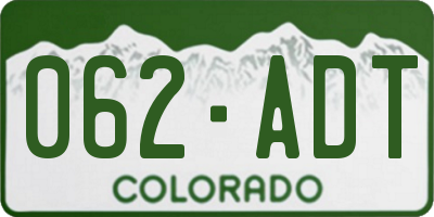 CO license plate 062ADT