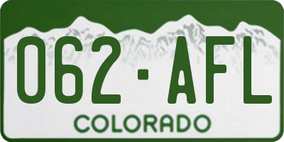 CO license plate 062AFL
