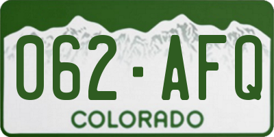 CO license plate 062AFQ
