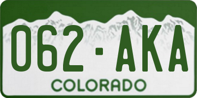 CO license plate 062AKA