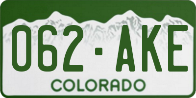 CO license plate 062AKE