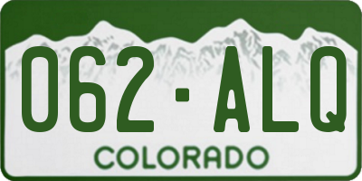 CO license plate 062ALQ
