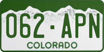 CO license plate 062APN