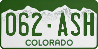 CO license plate 062ASH