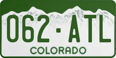 CO license plate 062ATL