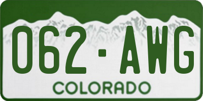 CO license plate 062AWG