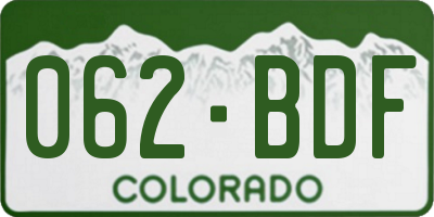CO license plate 062BDF