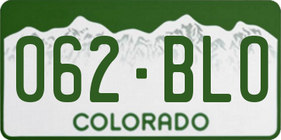 CO license plate 062BLO