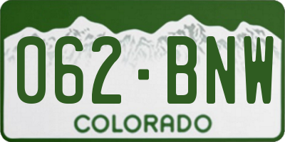CO license plate 062BNW