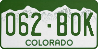 CO license plate 062BOK