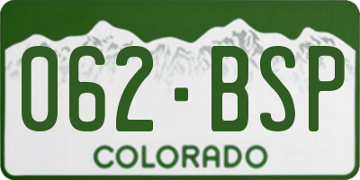 CO license plate 062BSP